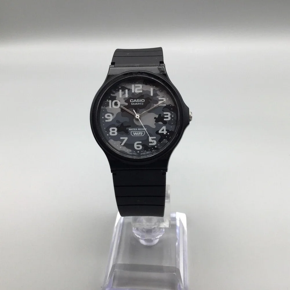 Casio MQ-24 Mens Watch 34mm Black Camo Dial Black Resin Water Resist New Battery